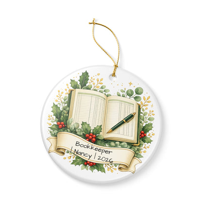 Bookkeeper Christmas Ornament Personalized with Name, Ceramic Keepsake, Bookkeeper Gift, Accounting Appreciation 2026