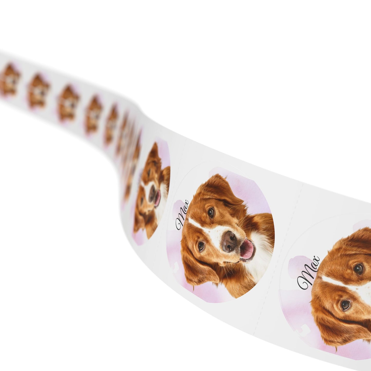 Custom Dog Face Sticker Roll round sticker labels | Personalized Pet Name