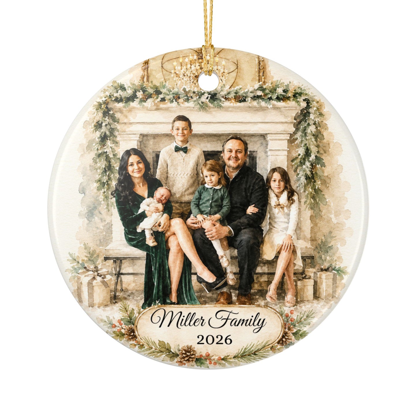 Custom Family Photo Ornament 2026 Ceramic Holiday Keepsake | Personalized Name