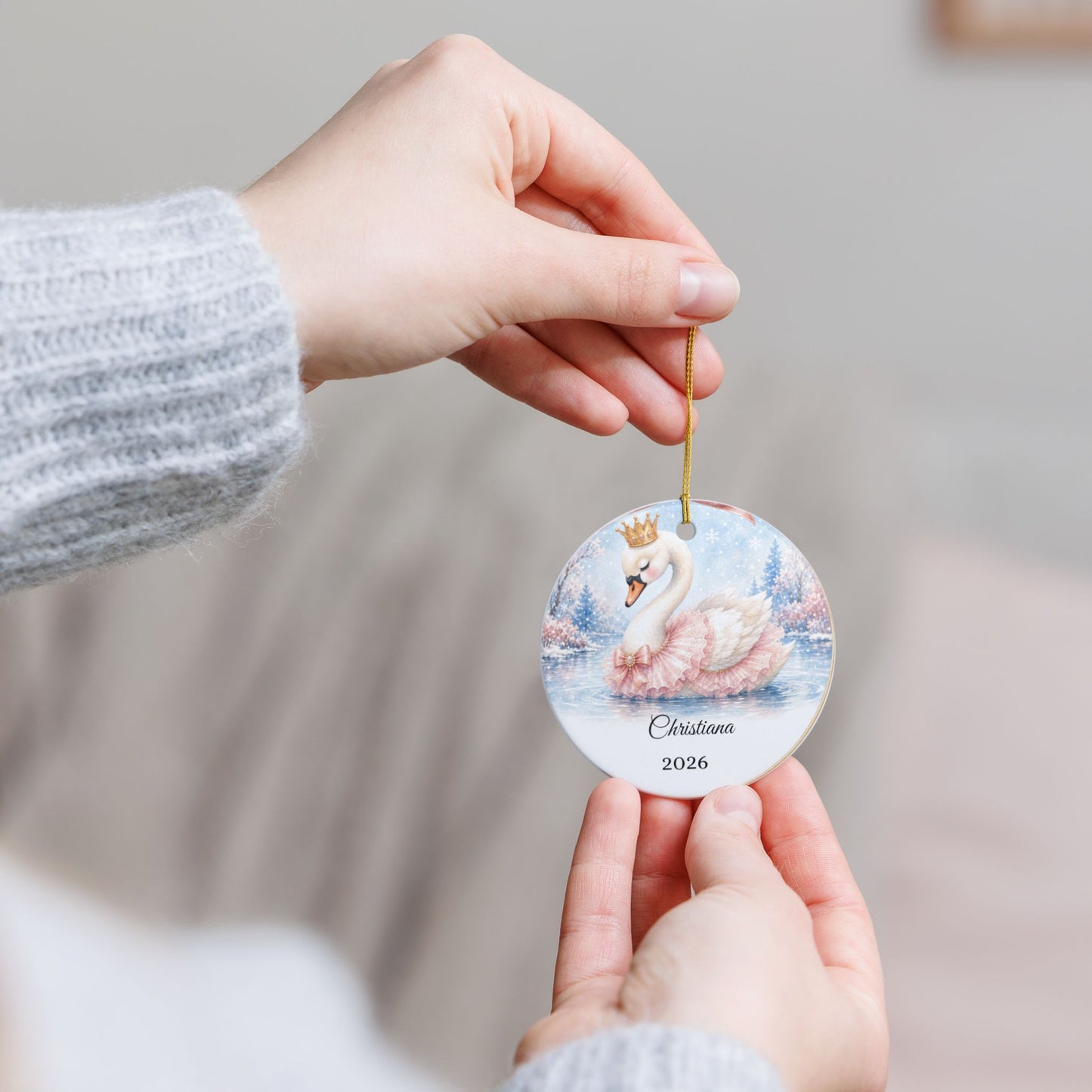 Baby Girl First Christmas Ornament Personalized, Swan Princess Keepsake with Name, Little Princess New Baby Gift 2026