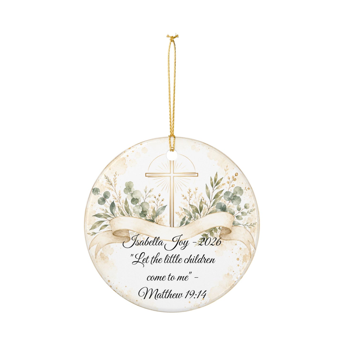 Scripture Baptism Ornament Personalized, Bible Verse Christening Keepsake with Name, Ceramic Religious Gift, Baby Dedication Ornament 2026