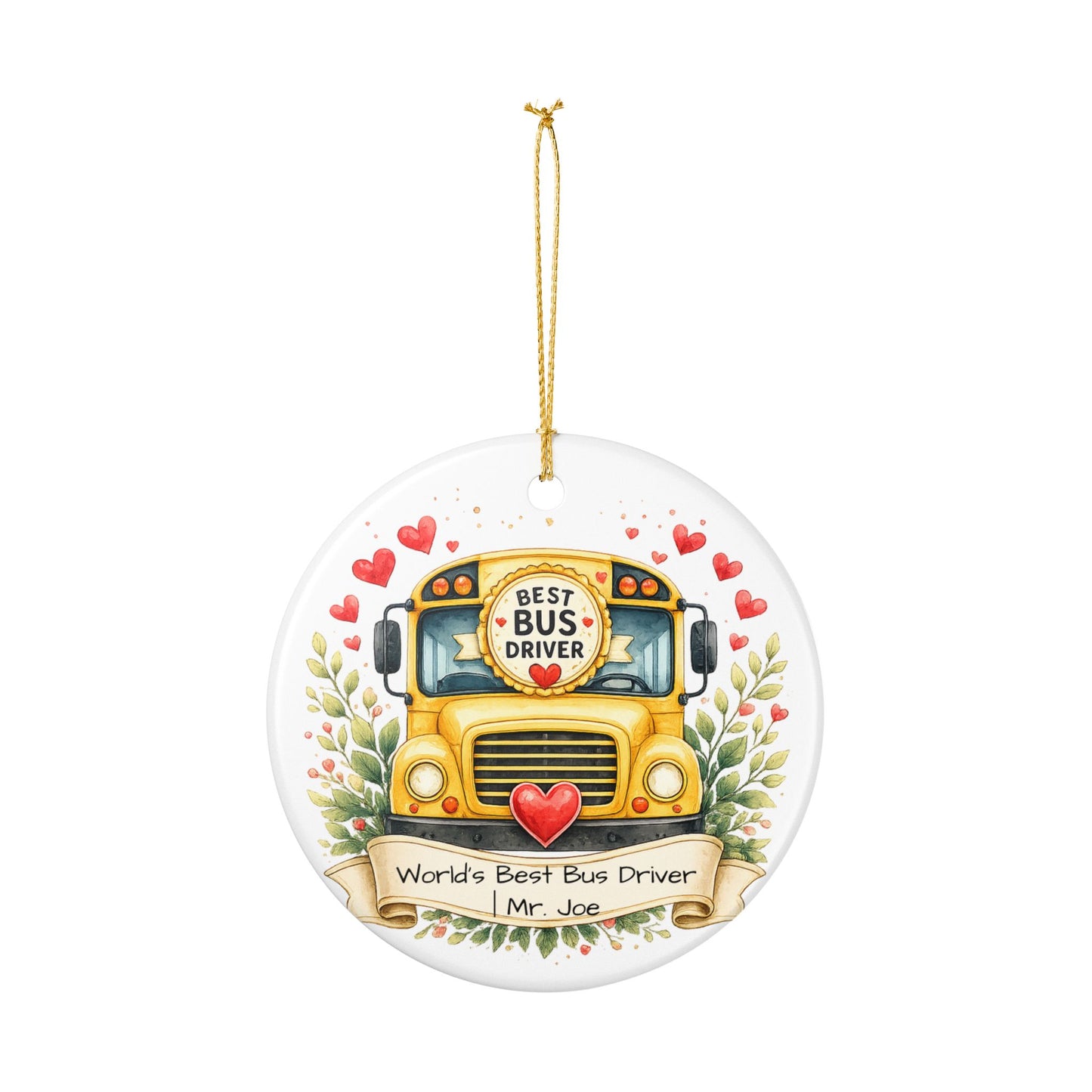 Best Bus Driver Christmas Ornament Personalized with Name, Ceramic Keepsake, Bus Driver Thank You Gift 2026