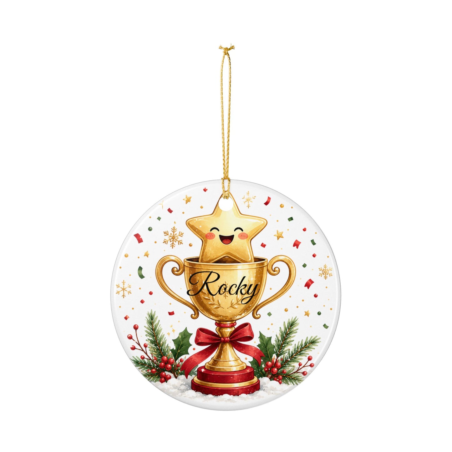 Cute Trophy Star Christmas ornament | Ceramic Ornament