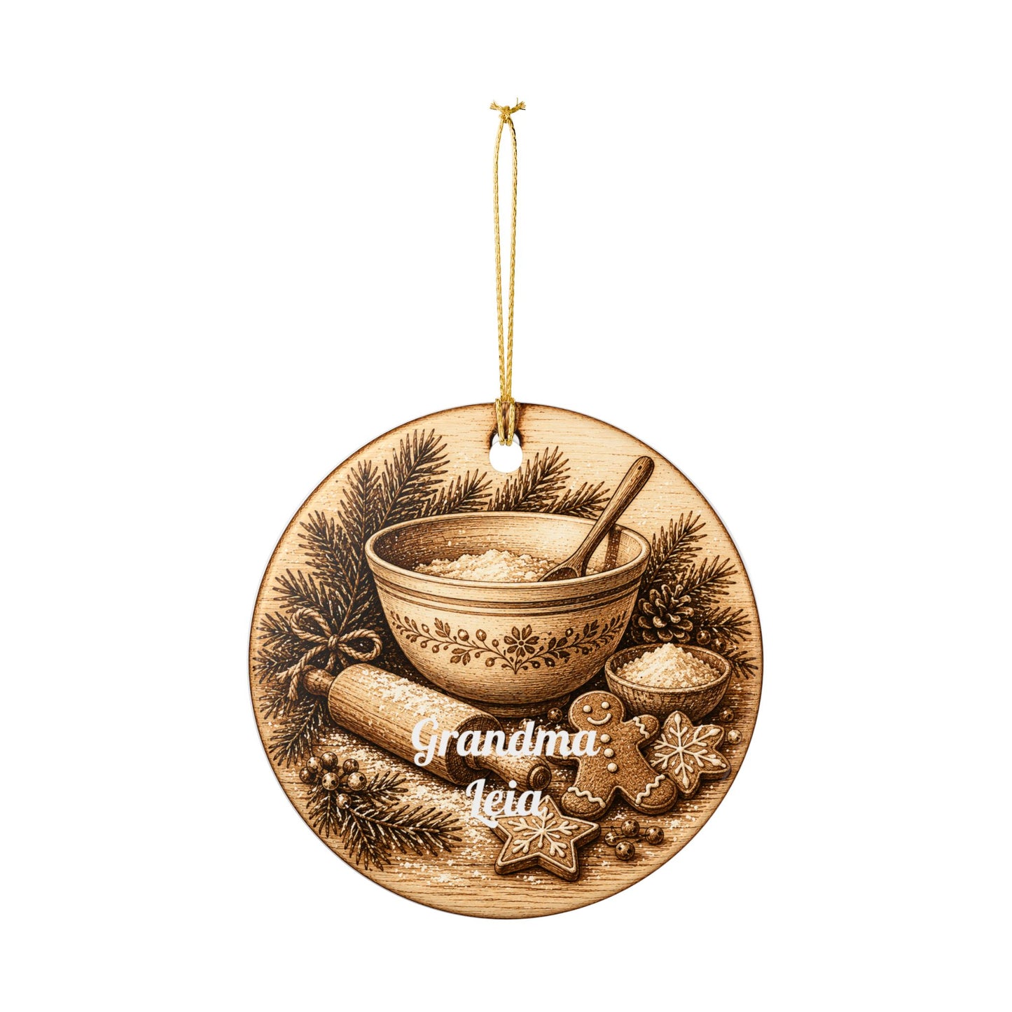 Baking Bowl Gingerbread Heart Ornament | Ceramic Ornament