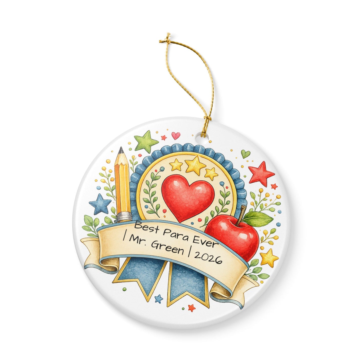 Best Para Ever Christmas Ornament Personalized with Name, Ceramic Keepsake, Paraprofessional Appreciation Gift 2026