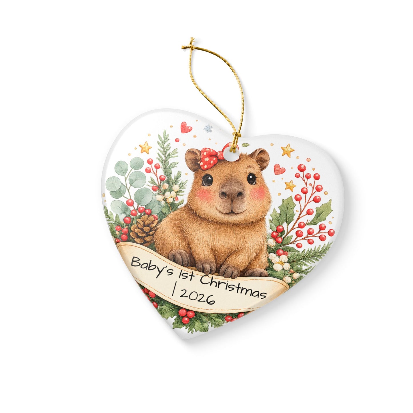 Baby Capybara Christmas Ornament Personalized with Name, Cute Ceramic Keepsake, Kids Capybara Lover Gift 2026
