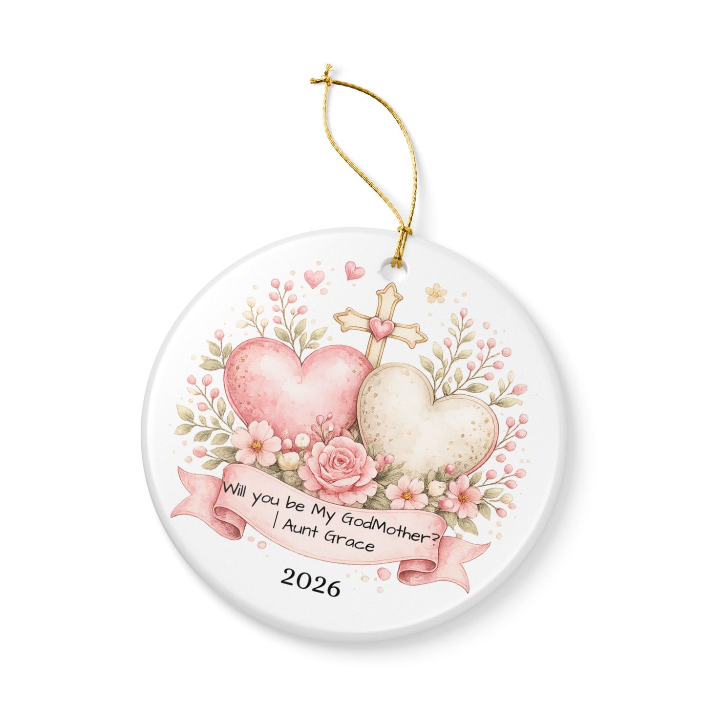Will You Be My Godmother Ornament Personalized, Ceramic Proposal Keepsake with Name, Godmother Proposal Gift 2026