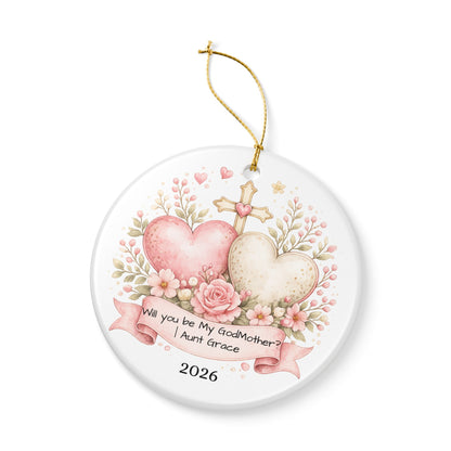 Will You Be My Godmother Ornament Personalized, Ceramic Proposal Keepsake with Name, Godmother Proposal Gift 2026