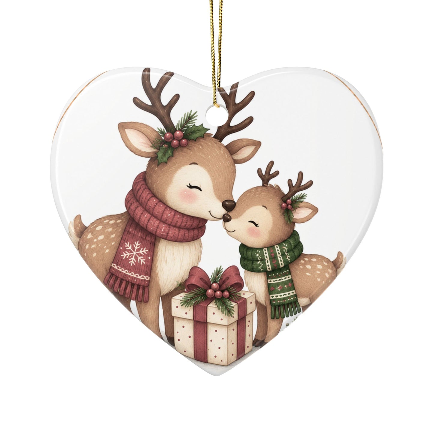 Mama and Baby Reindeer Ceramic Ornament | Christmas Tree Decoration