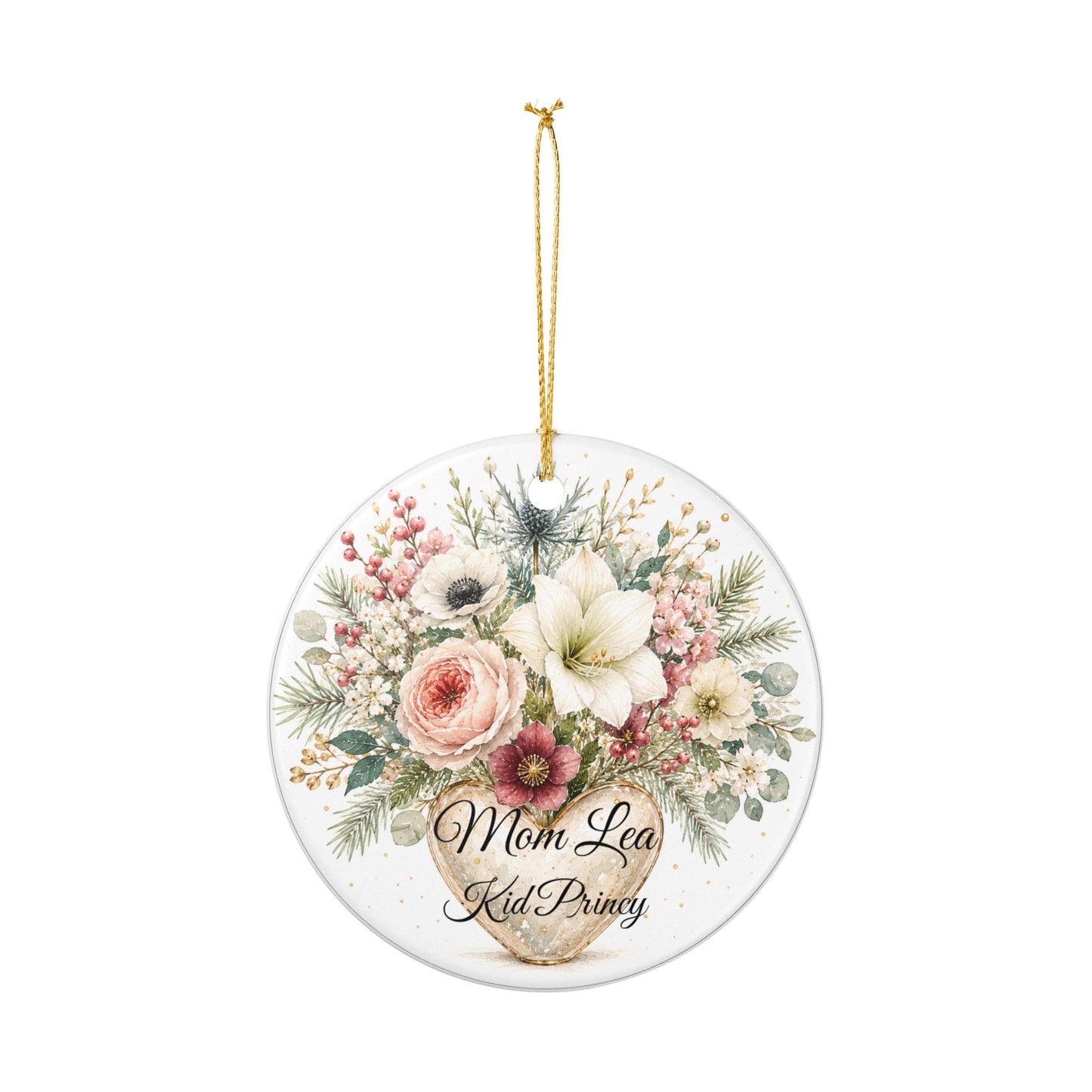 Floral Bouquet Heart Ornament | Ceramic Ornament