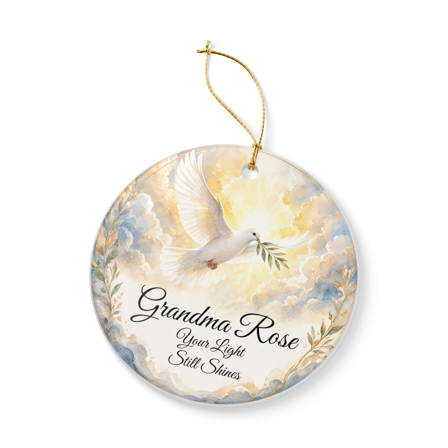 Dove Memorial Ornament Personalized with Name, Peace Remembrance Keepsake, In Loving Memory Sympathy Gift, Loss of Loved One