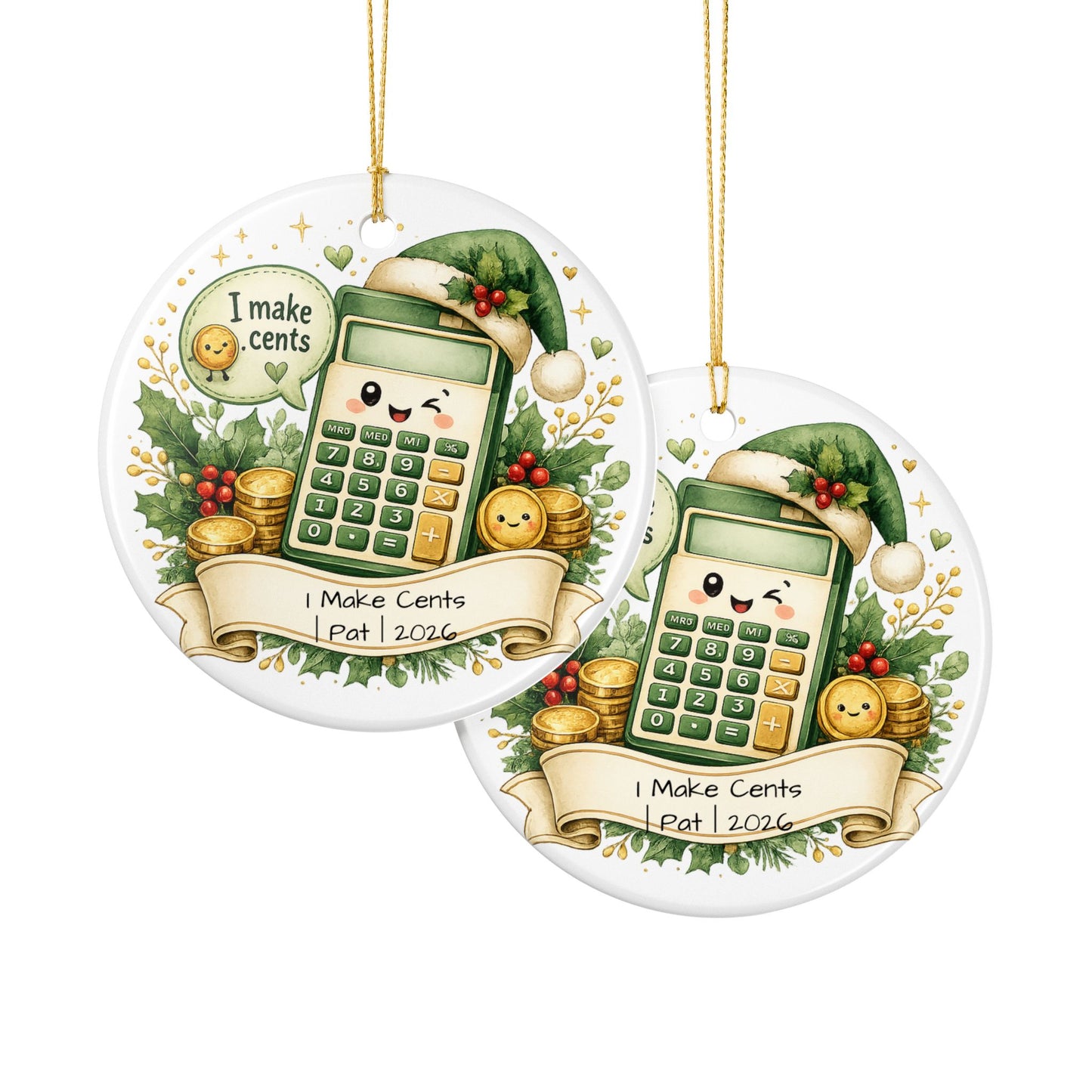 Funny Accountant Christmas Ornament Personalized with Name, Ceramic Keepsake, Accountant Pun Gift, CPA Funny Gift 2026