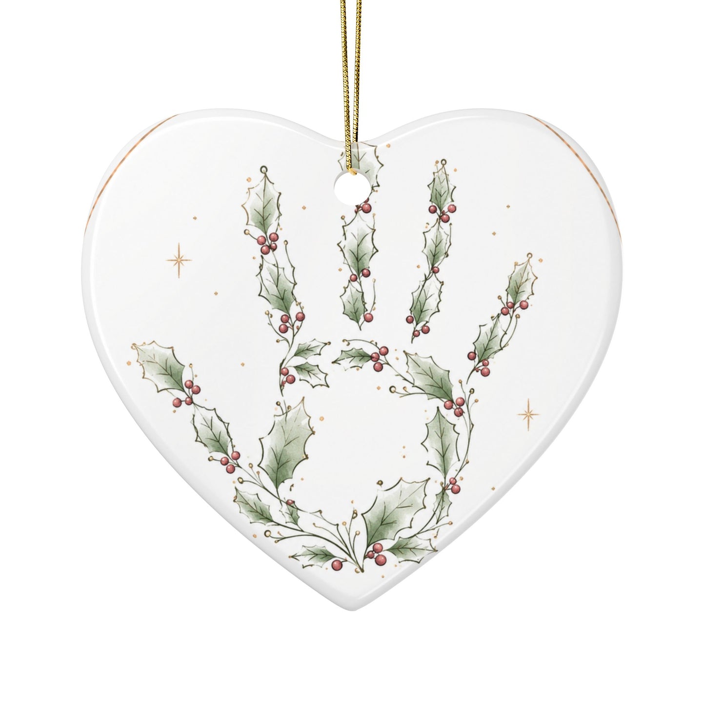 Holly Handprint Christmas Ornament | Ceramic Ornament