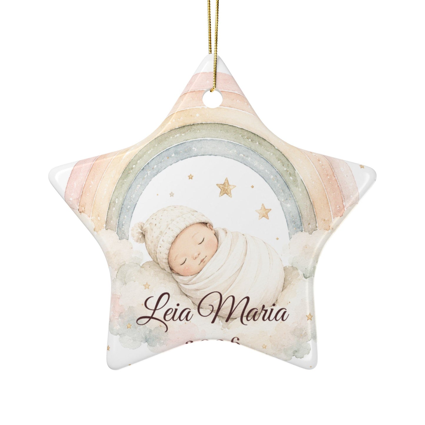 Personalized Baby Rainbow Ornament | Ceramic Ornament