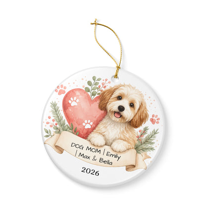 Dog Mom Christmas Ornament Personalized with Name, Ceramic Keepsake, Dog Mom Gift, Gift for Dog Lover Her 2026
