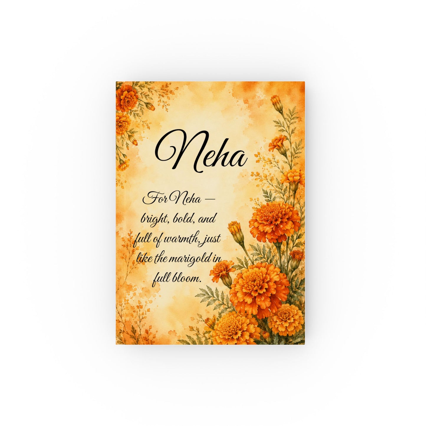 Marigold Birth Month Flower Journal Custom Name, October Birthday Autumn Gift for Her, Personalized Fall Diary