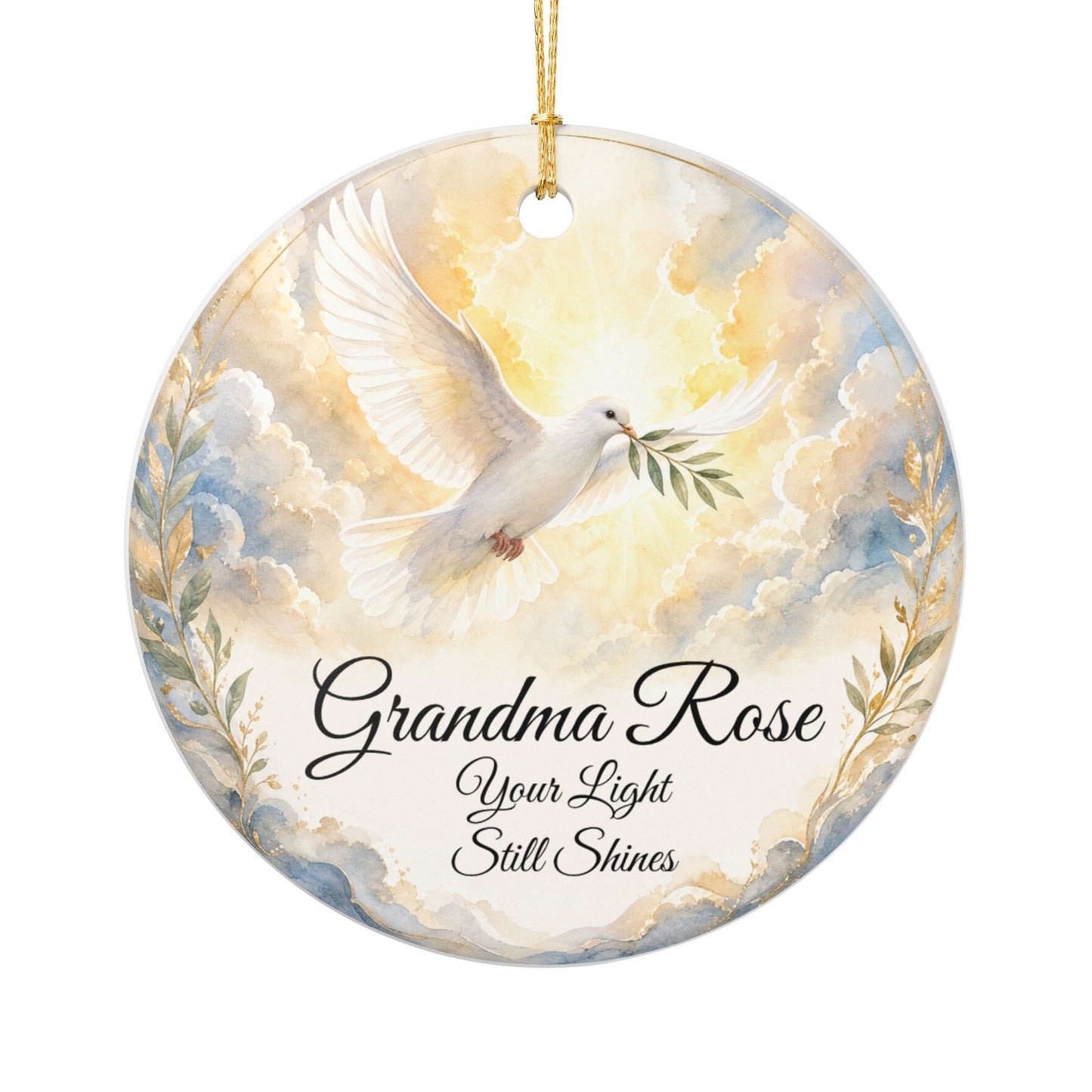 Dove Memorial Ornament Personalized with Name, Peace Remembrance Keepsake, In Loving Memory Sympathy Gift, Loss of Loved One