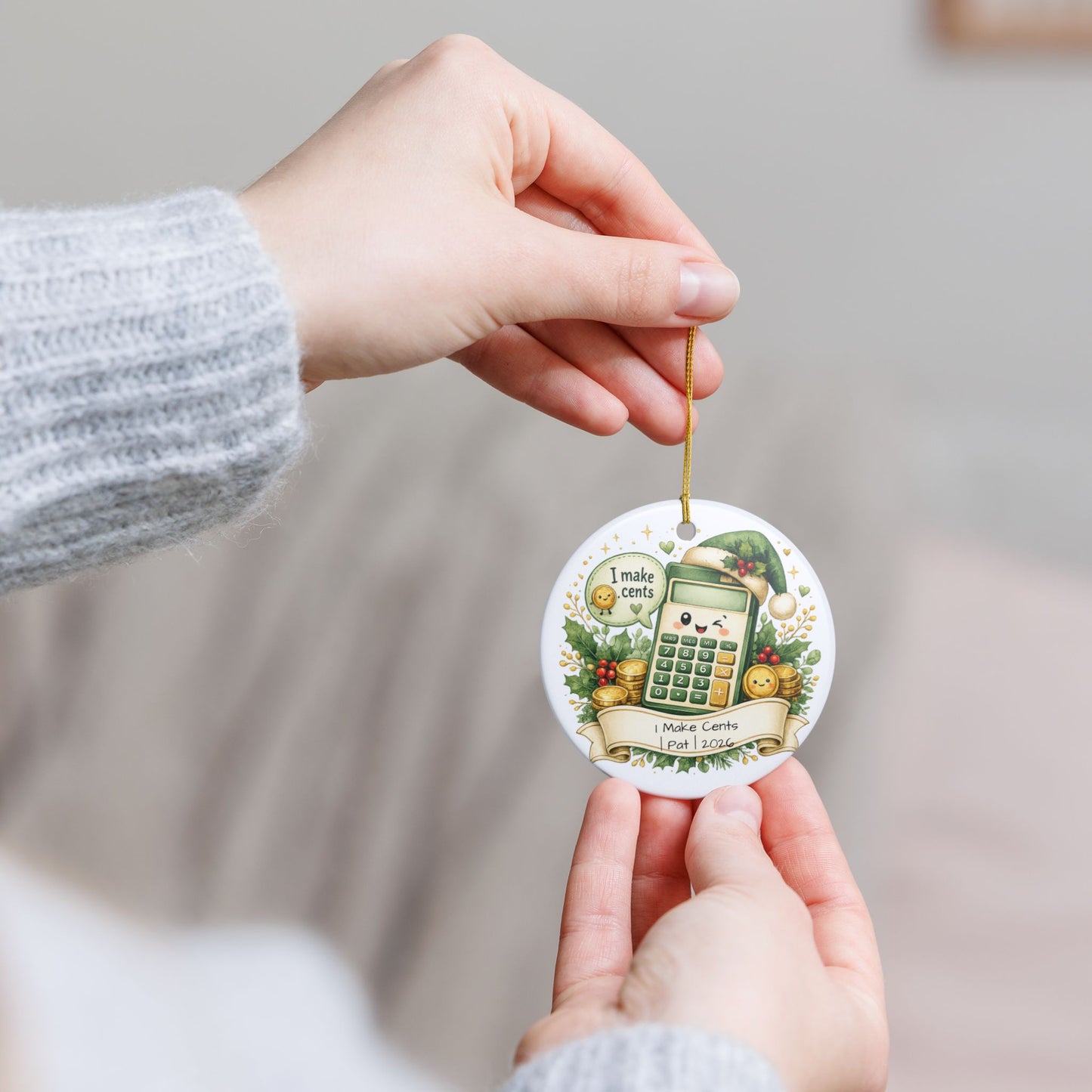 Funny Accountant Christmas Ornament Personalized with Name, Ceramic Keepsake, Accountant Pun Gift, CPA Funny Gift 2026
