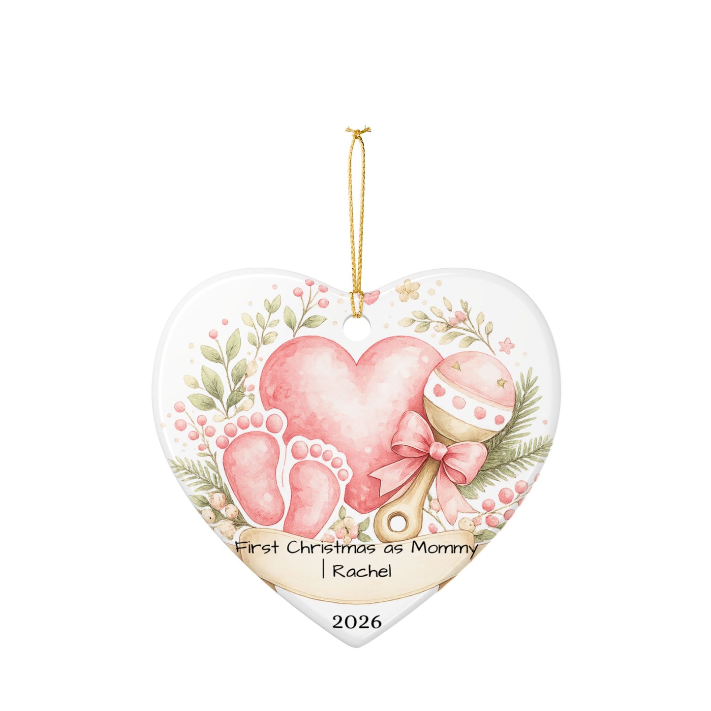 First Christmas as Mom Ornament 2026 Personalized, New Mom Ceramic Keepsake with Name, New Mom Gift, Baby Shower Gift