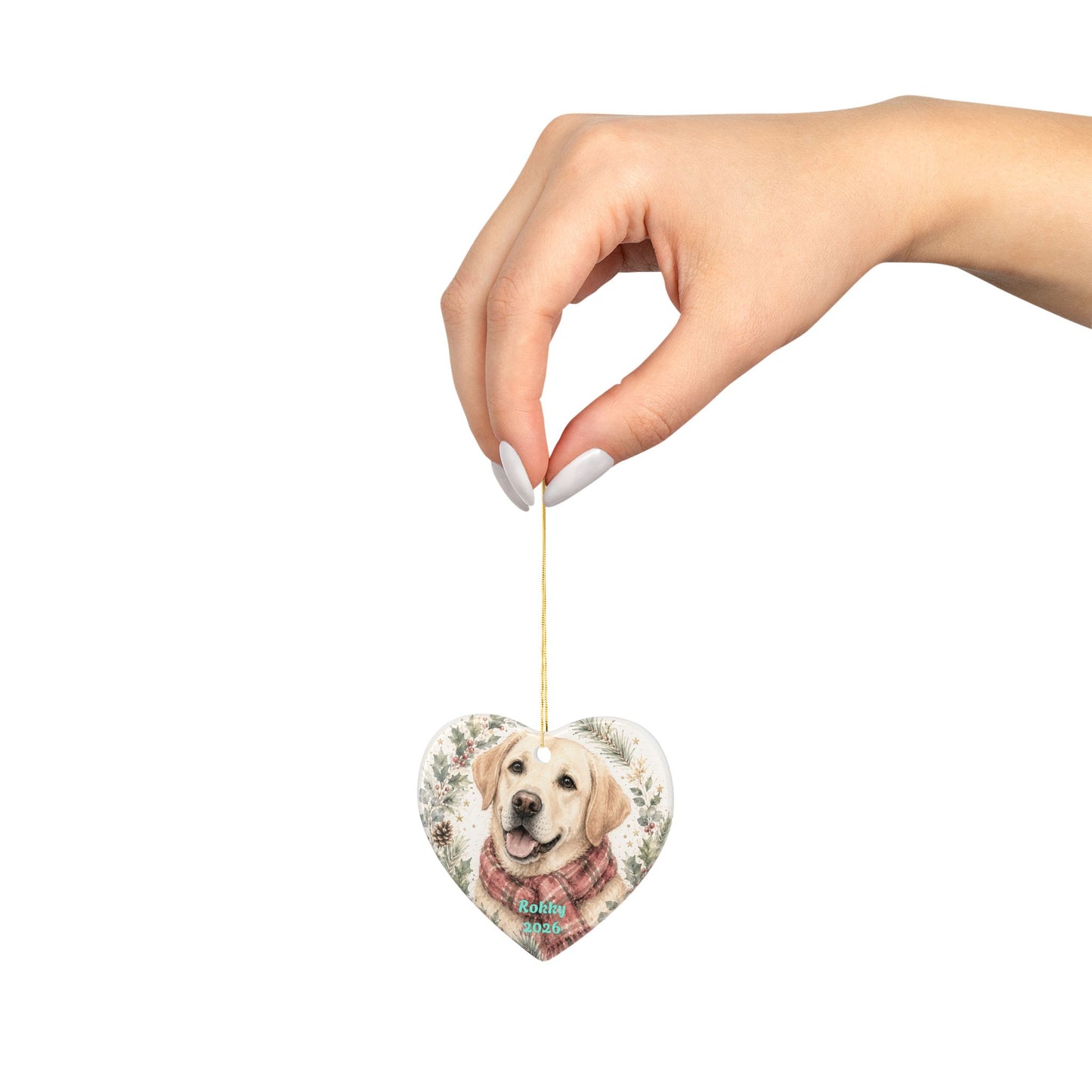 Yellow Labrador Portrait Ceramic Ornament | Personalized Pet Christmas Decoration