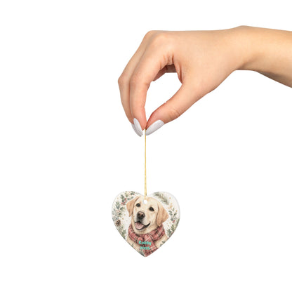 Yellow Labrador Portrait Ceramic Ornament | Personalized Pet Christmas Decoration