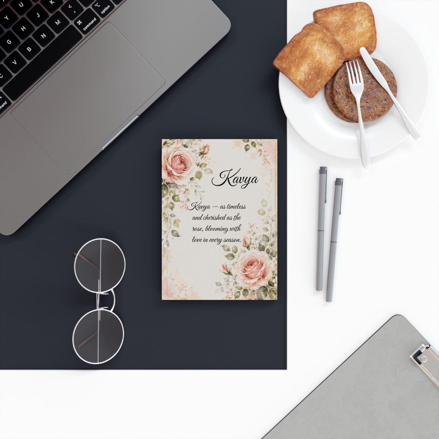 Rose Birth Month Flower Journal Custom Name, June Birthday Wedding Bridal Party Gift for Her, Personalized Luxury Diary