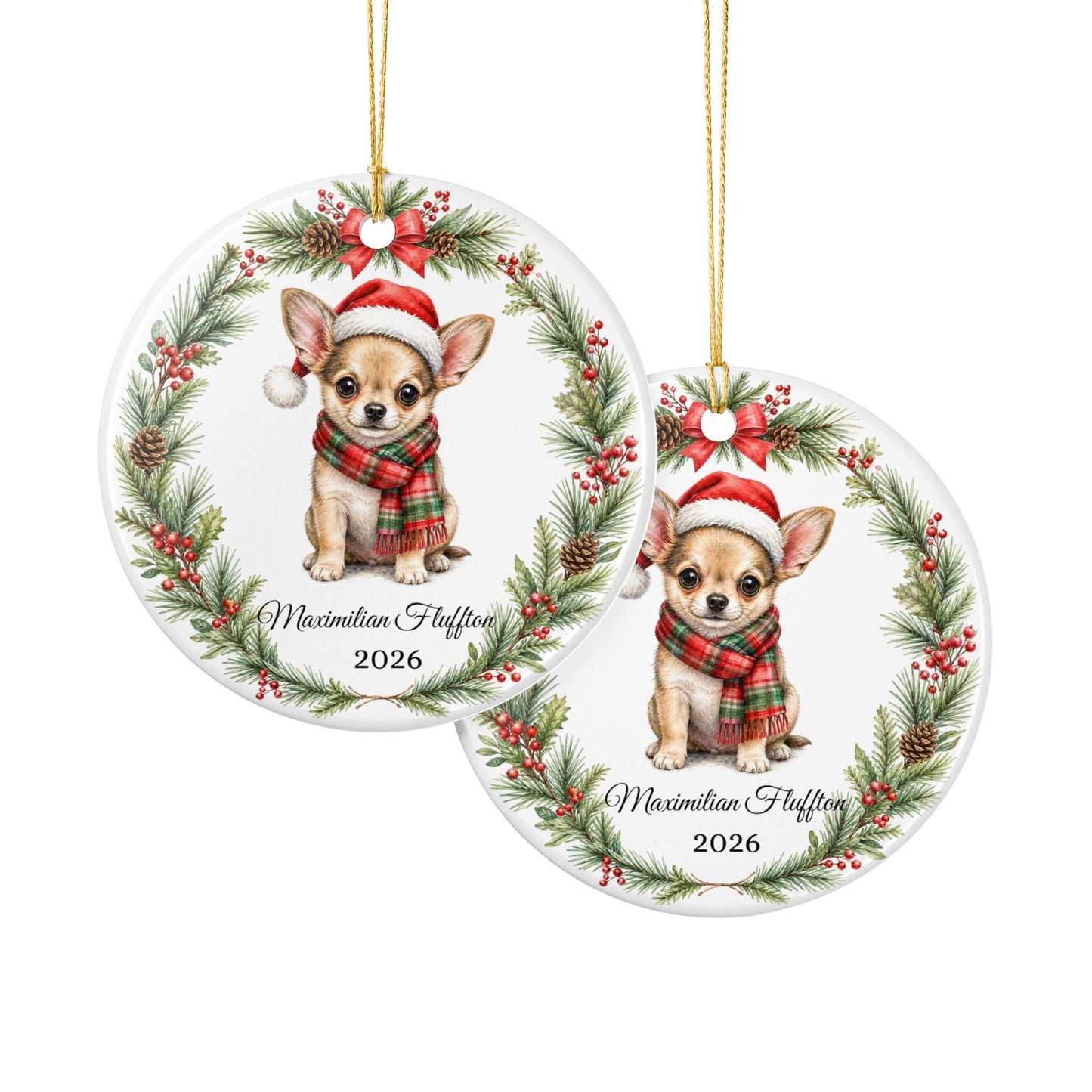 Chihuahua Ornament Personalized with Name, Chihuahua Christmas Ornament, Small Dog Mom Gift, Chi Lover Keepsake 2026