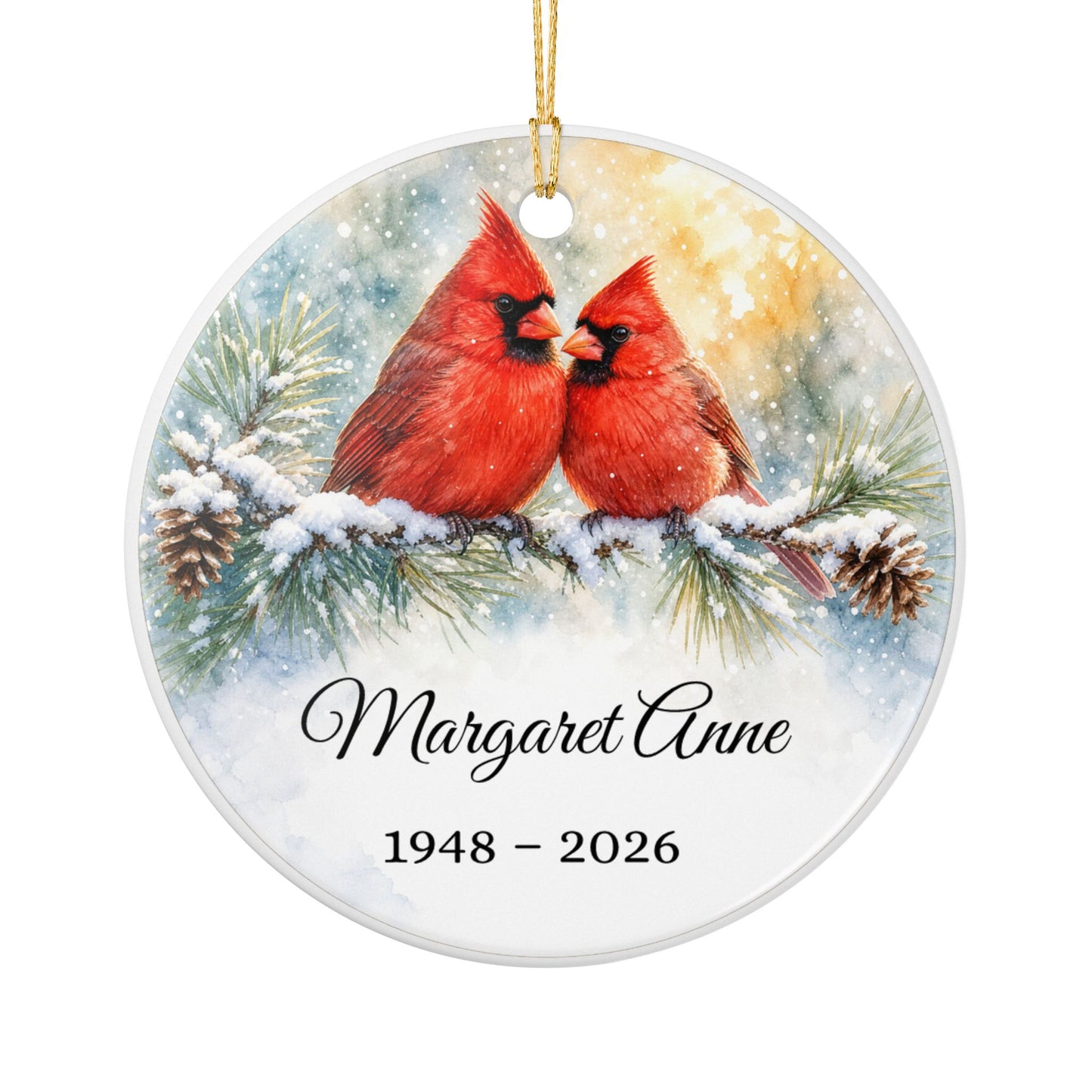 Memorial Ornament Personalized, Cardinal Pair Remembrance Keepsake with Name, Loss of Parents Loved One Sympathy Gift