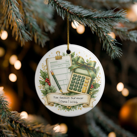 Tax Preparer Christmas Ornament Personalized with Name, Ceramic Keepsake, Tax Season Gift, Accountant Funny Gift 2026
