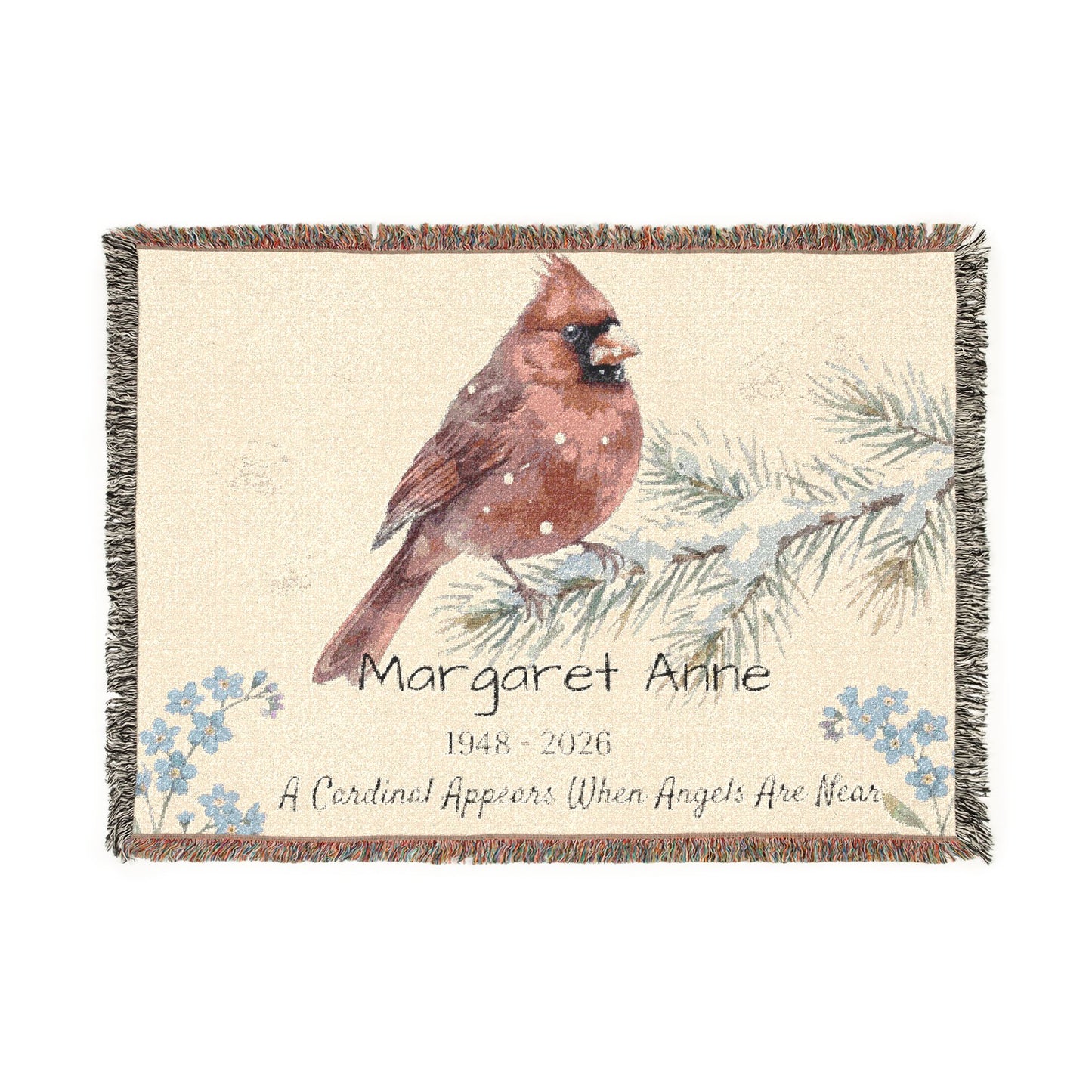 Memorial Blanket Personalized with Name, Cardinal Remembrance Throw, In Loving Memory Sympathy Gift, Loss of Loved One Keepsake