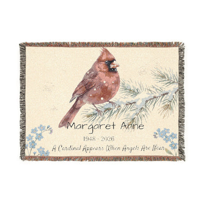 Memorial Blanket Personalized with Name, Cardinal Remembrance Throw, In Loving Memory Sympathy Gift, Loss of Loved One Keepsake
