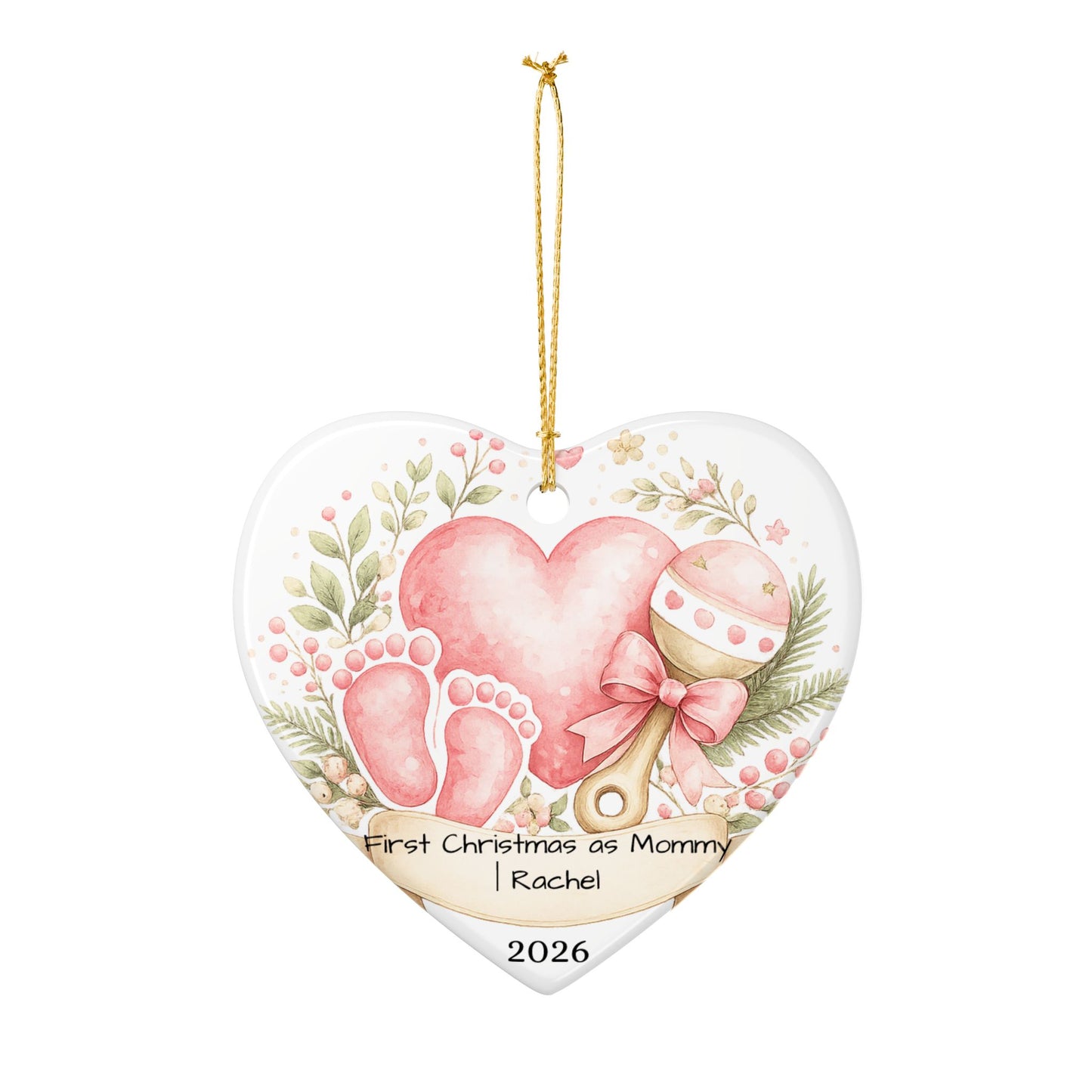 First Christmas as Mom Ornament 2026 Personalized, New Mom Ceramic Keepsake with Name, New Mom Gift, Baby Shower Gift