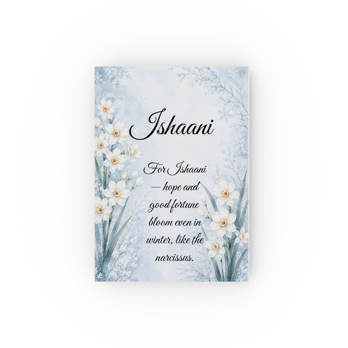 Narcissus Birth Month Flower Journal Custom Name, December Birthday Christmas Gift for Her, Personalized Holiday Diary