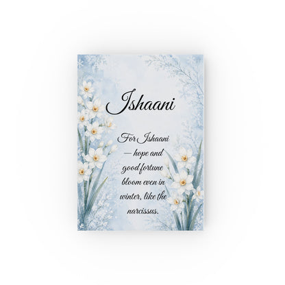 Narcissus Birth Month Flower Journal Custom Name, December Birthday Christmas Gift for Her, Personalized Holiday Diary