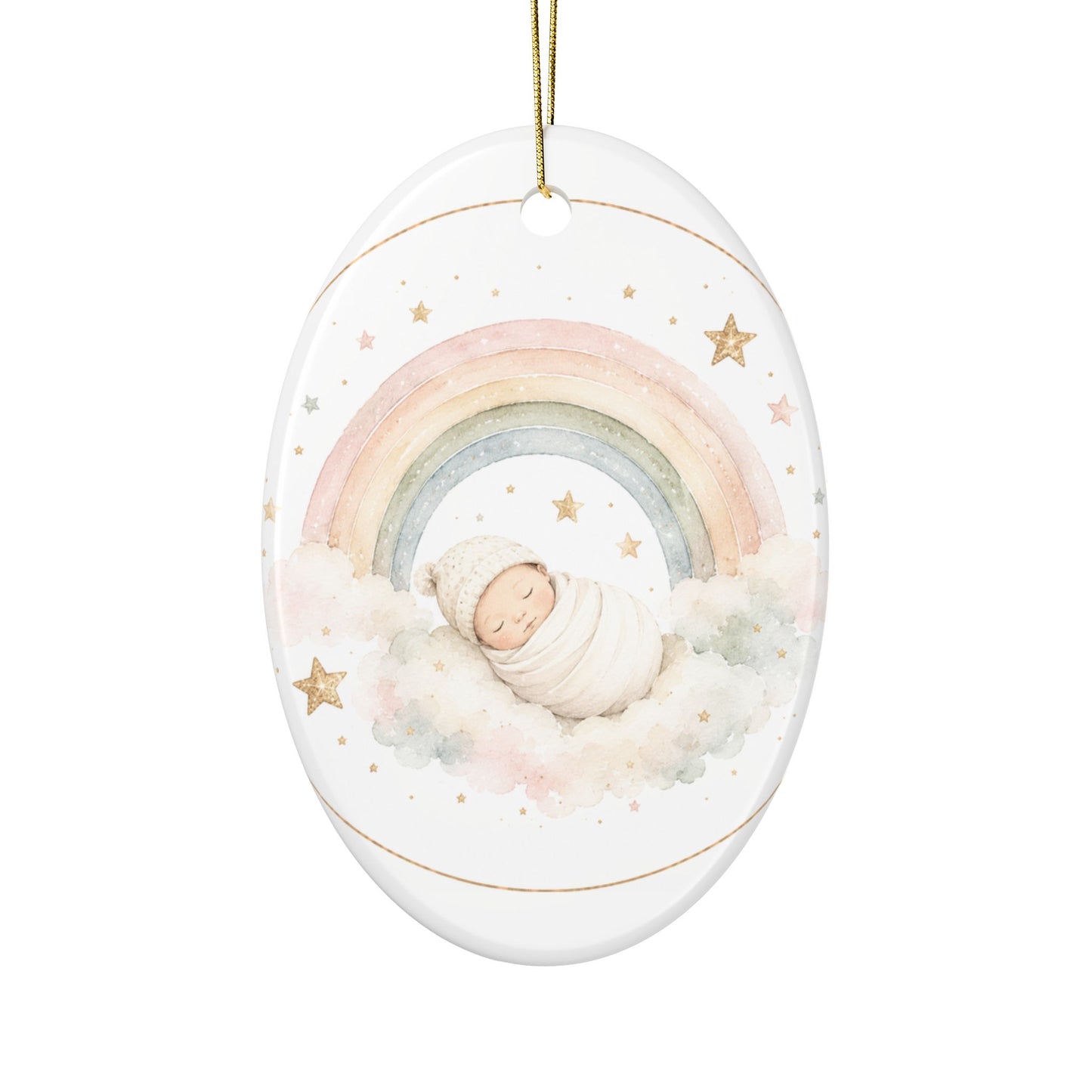 Personalized Baby Rainbow Ornament | Ceramic Ornament