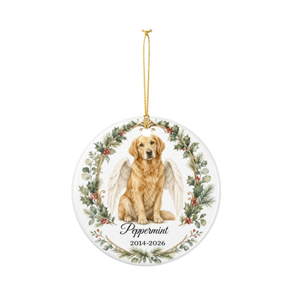 Dog Memorial Ornament Personalized with Name, Dog Angel Wings Remembrance Keepsake, Pet Loss Sympathy Gift Christmas