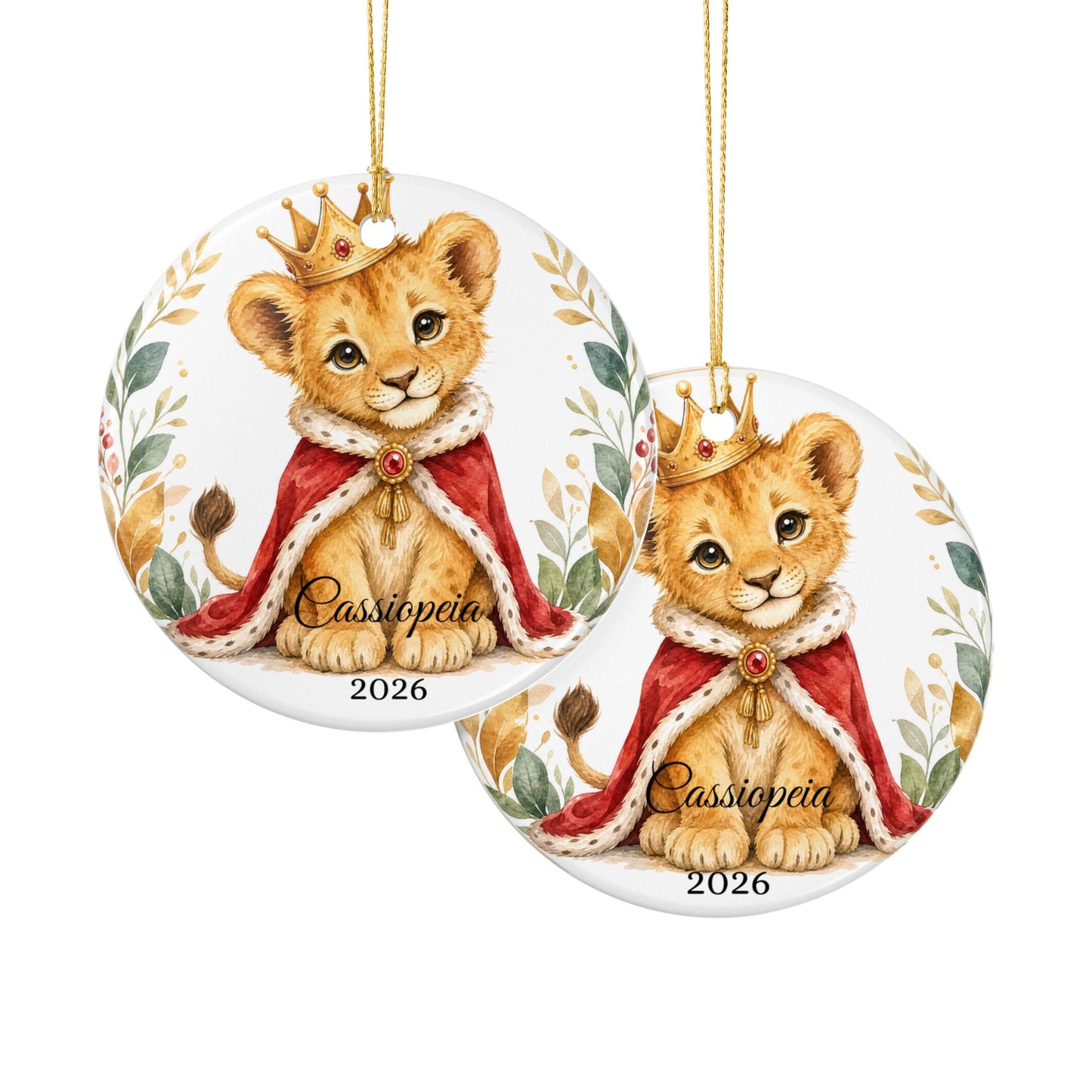 Baby Boy First Christmas Ornament Personalized, Lion Cub Crown Keepsake with Name, Little Prince New Baby Gift 2026