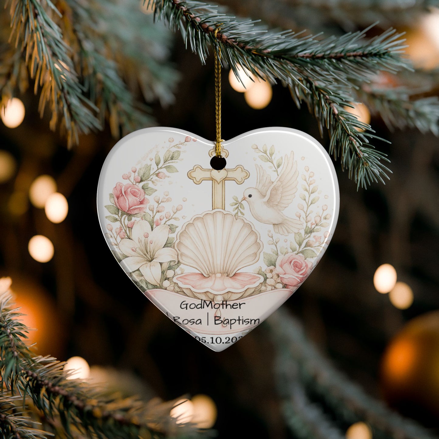 Baptism Godmother Ornament Personalized, Ceramic Christening Keepsake with Name Date, Godmother Baptism Gift 2026