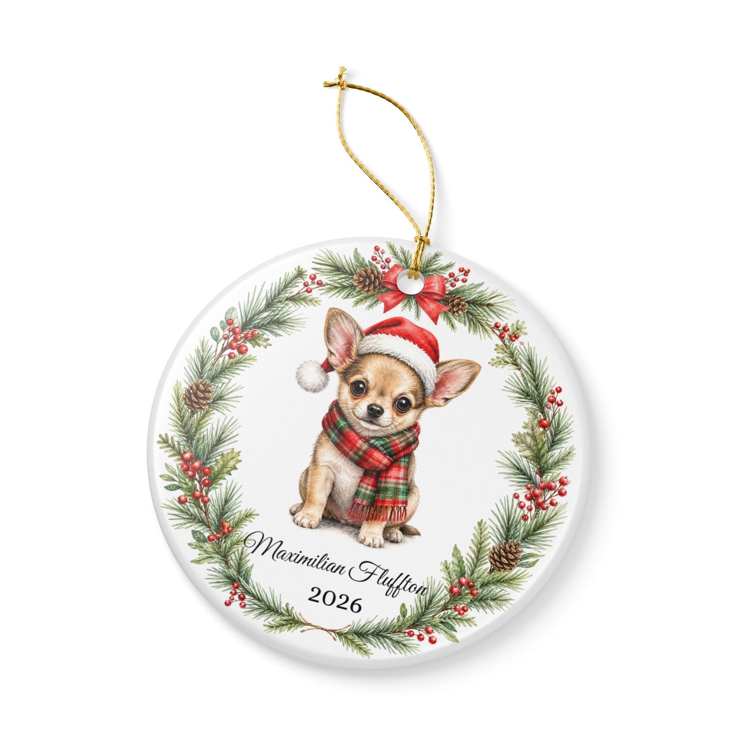 Chihuahua Ornament Personalized with Name, Chihuahua Christmas Ornament, Small Dog Mom Gift, Chi Lover Keepsake 2026