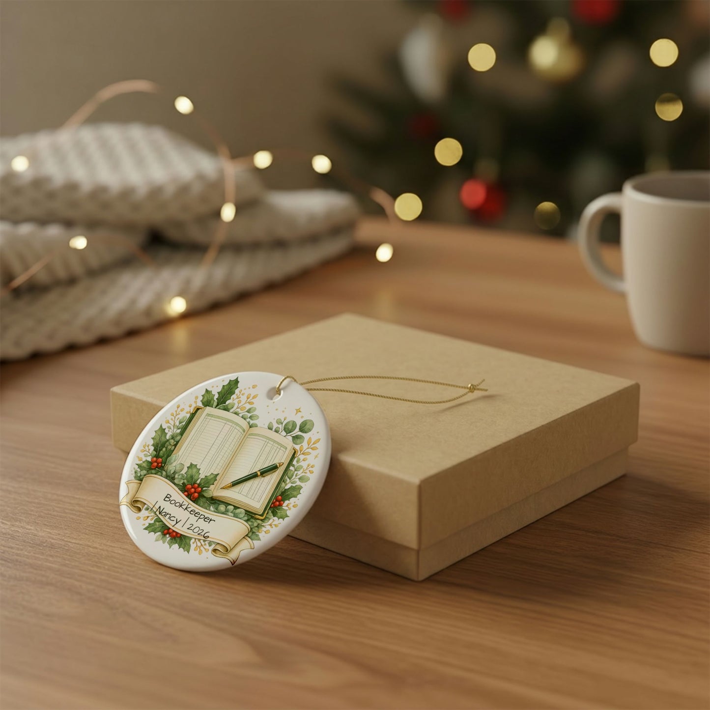 Bookkeeper Christmas Ornament Personalized with Name, Ceramic Keepsake, Bookkeeper Gift, Accounting Appreciation 2026