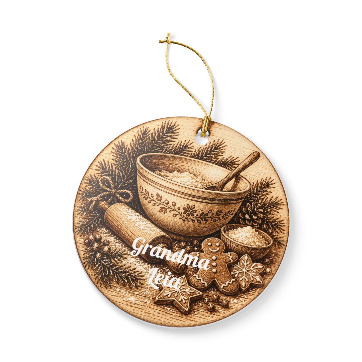 Baking Bowl Gingerbread Heart Ornament | Ceramic Ornament