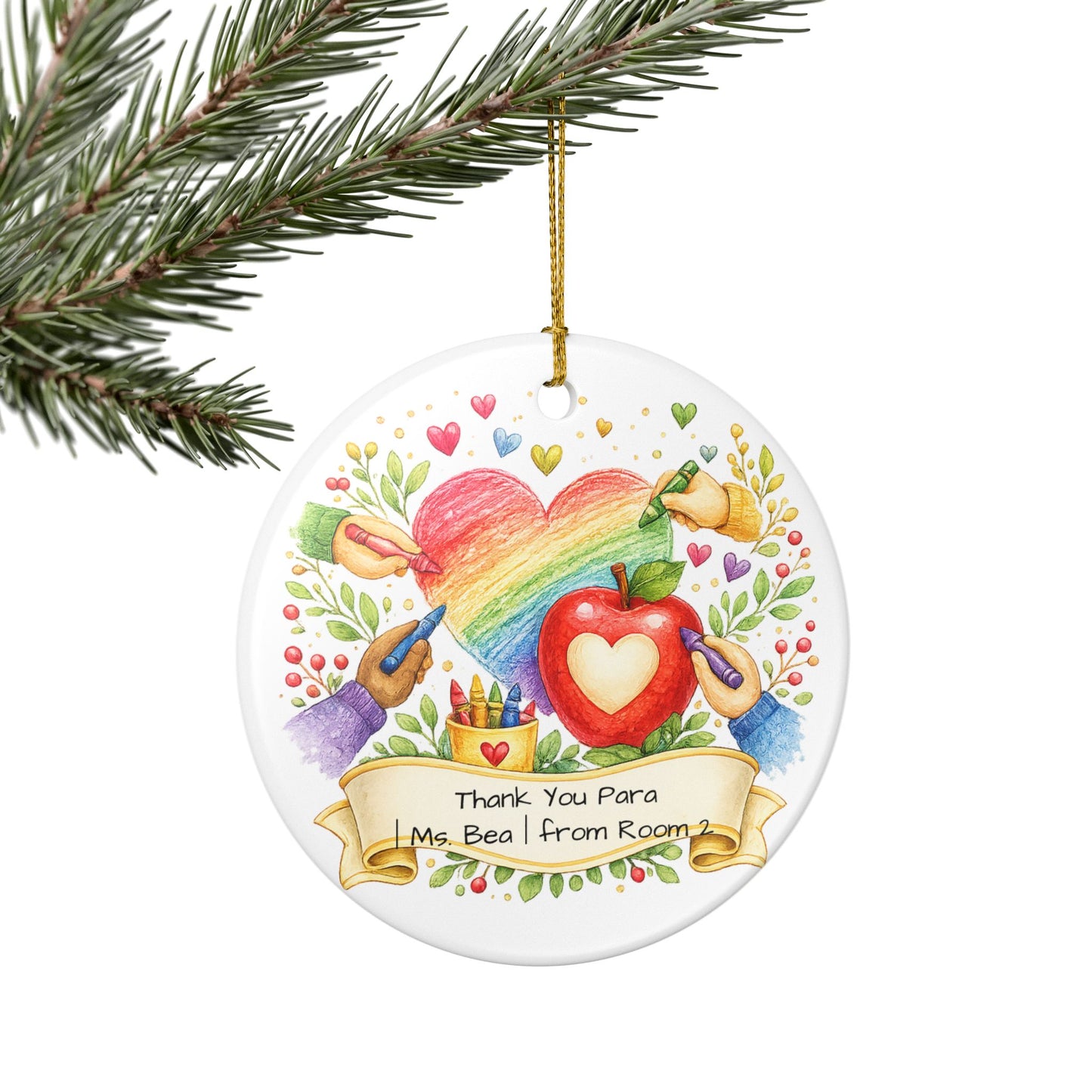 Para Gift from Student Christmas Ornament Personalized, Ceramic Keepsake with Name, Thank You Para Educator Gift 2026