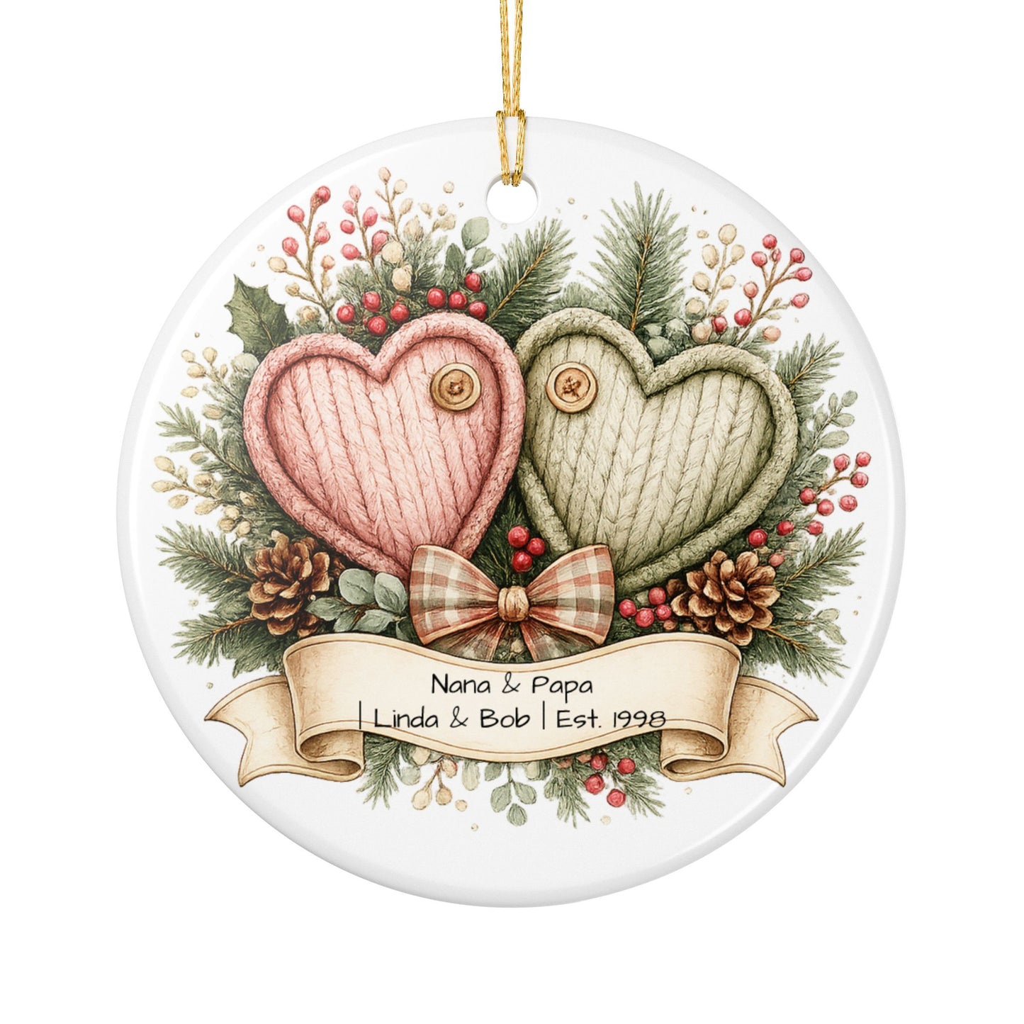 Nana and Papa Christmas Ornament Personalized with Names, Ceramic Keepsake, Grandparents Gift, Grandma Grandpa 2026