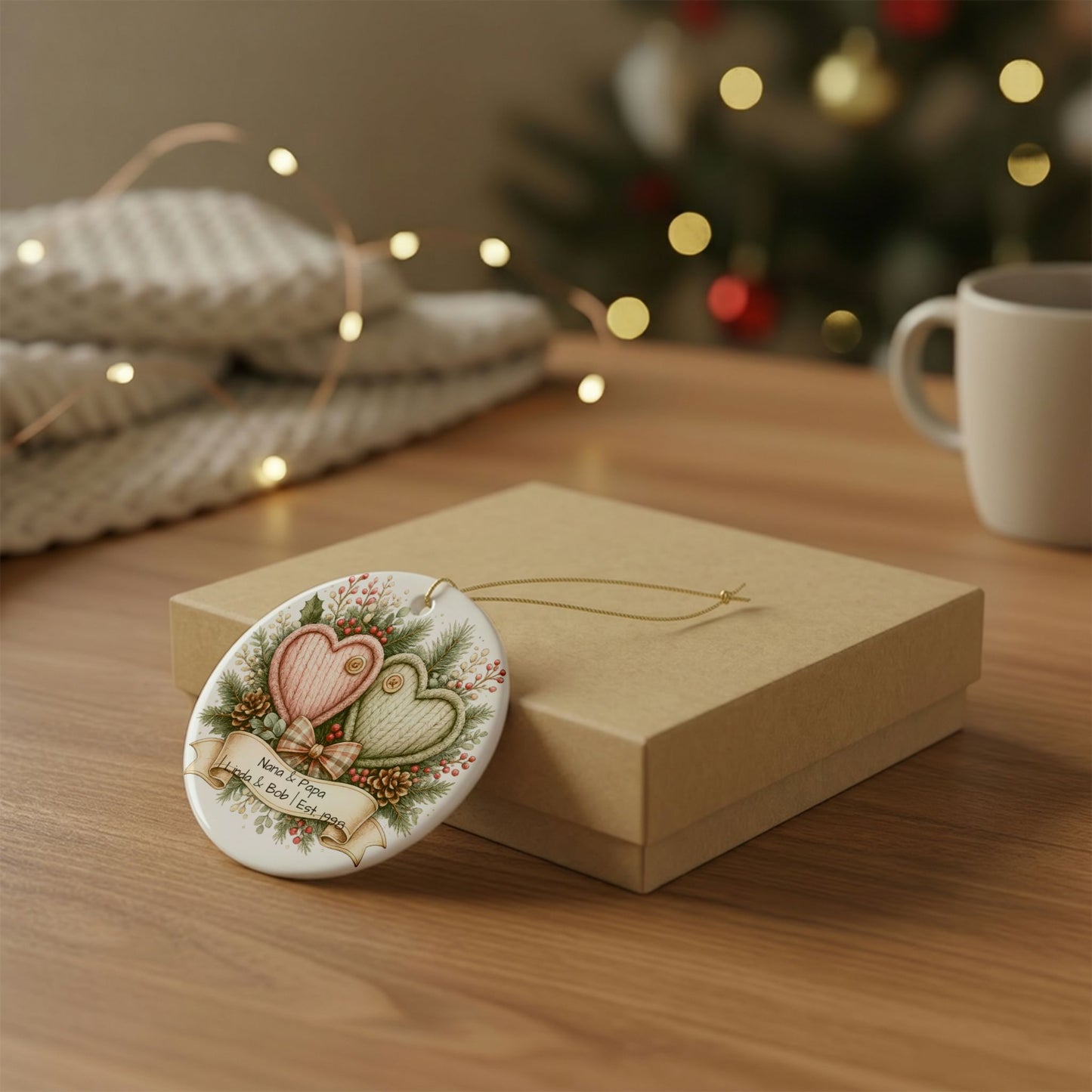 Nana and Papa Christmas Ornament Personalized with Names, Ceramic Keepsake, Grandparents Gift, Grandma Grandpa 2026