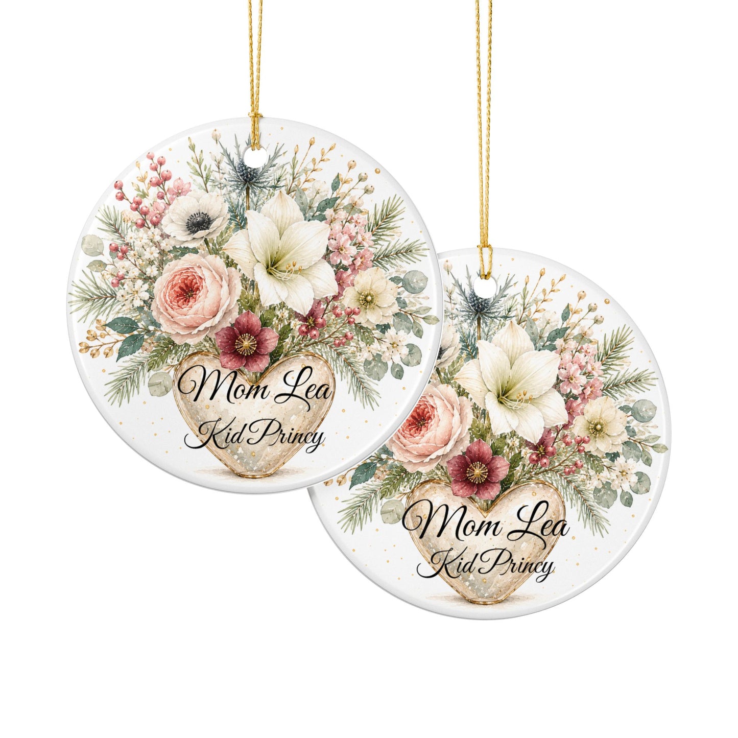 Floral Bouquet Heart Ornament | Ceramic Ornament