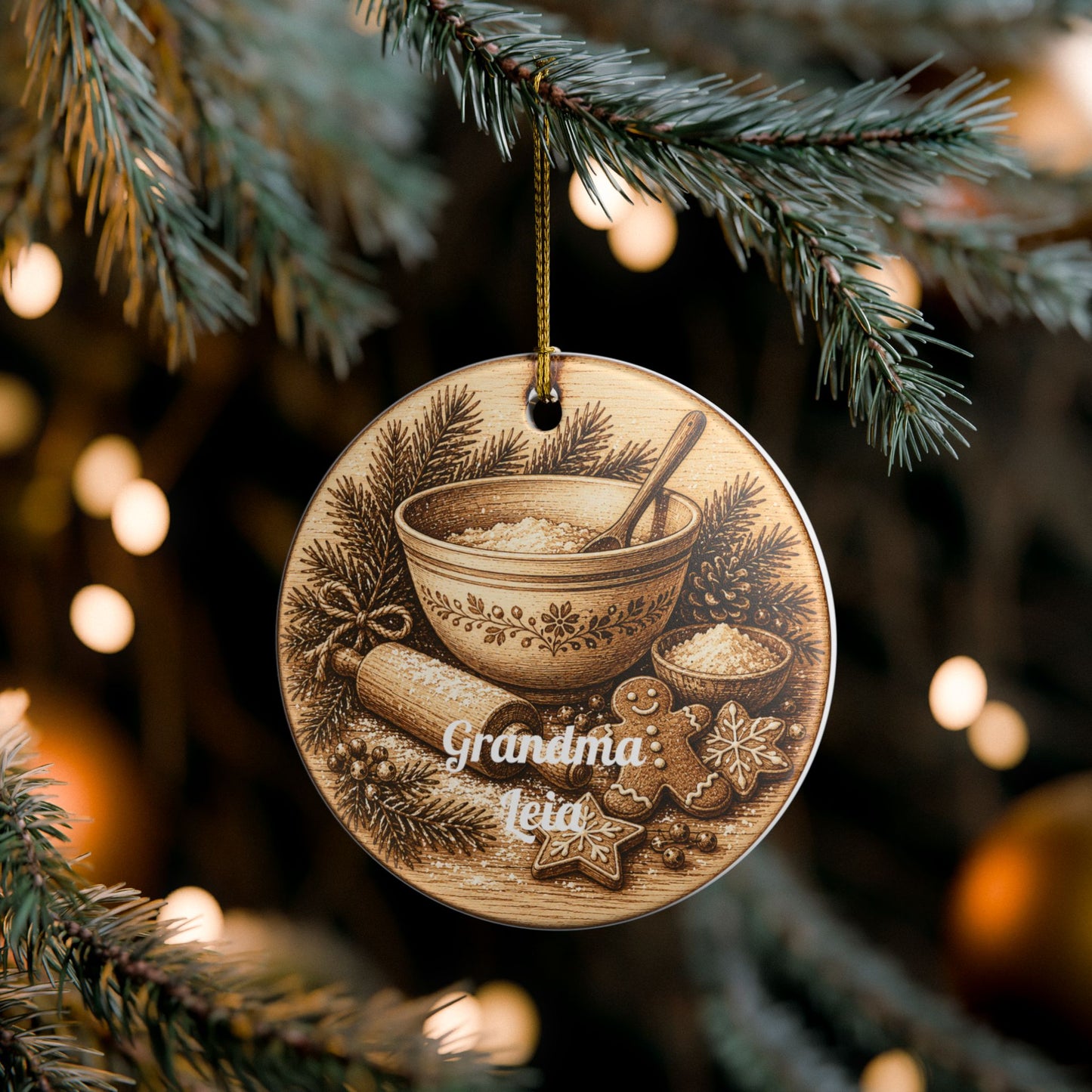 Baking Bowl Gingerbread Heart Ornament | Ceramic Ornament