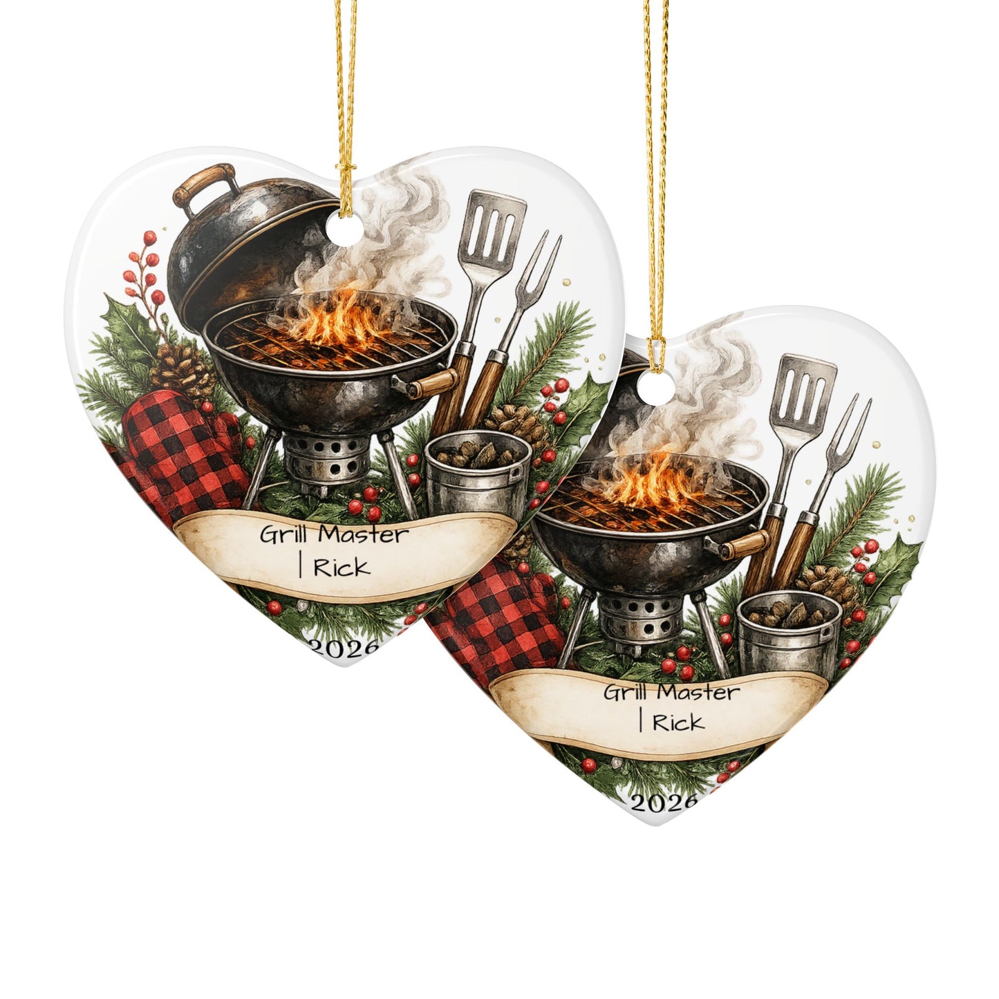 BBQ Father in Law Ornament Personalized, Grill Master Ceramic Keepsake with Name, Grilling FIL Gift 2026