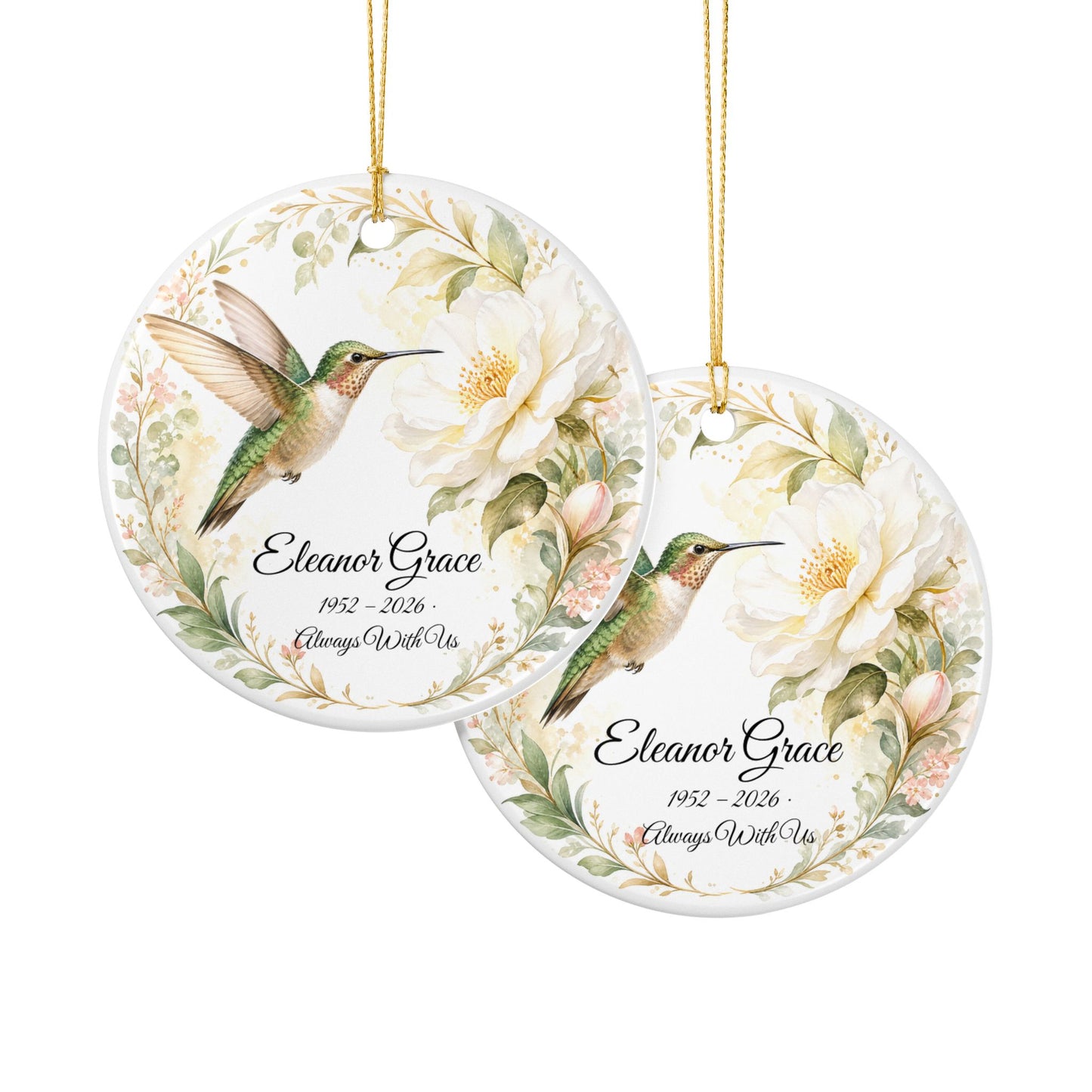 Hummingbird Memorial Ornament Personalized, Remembrance Keepsake with Name, In Loving Memory Gift, Loss of Loved One