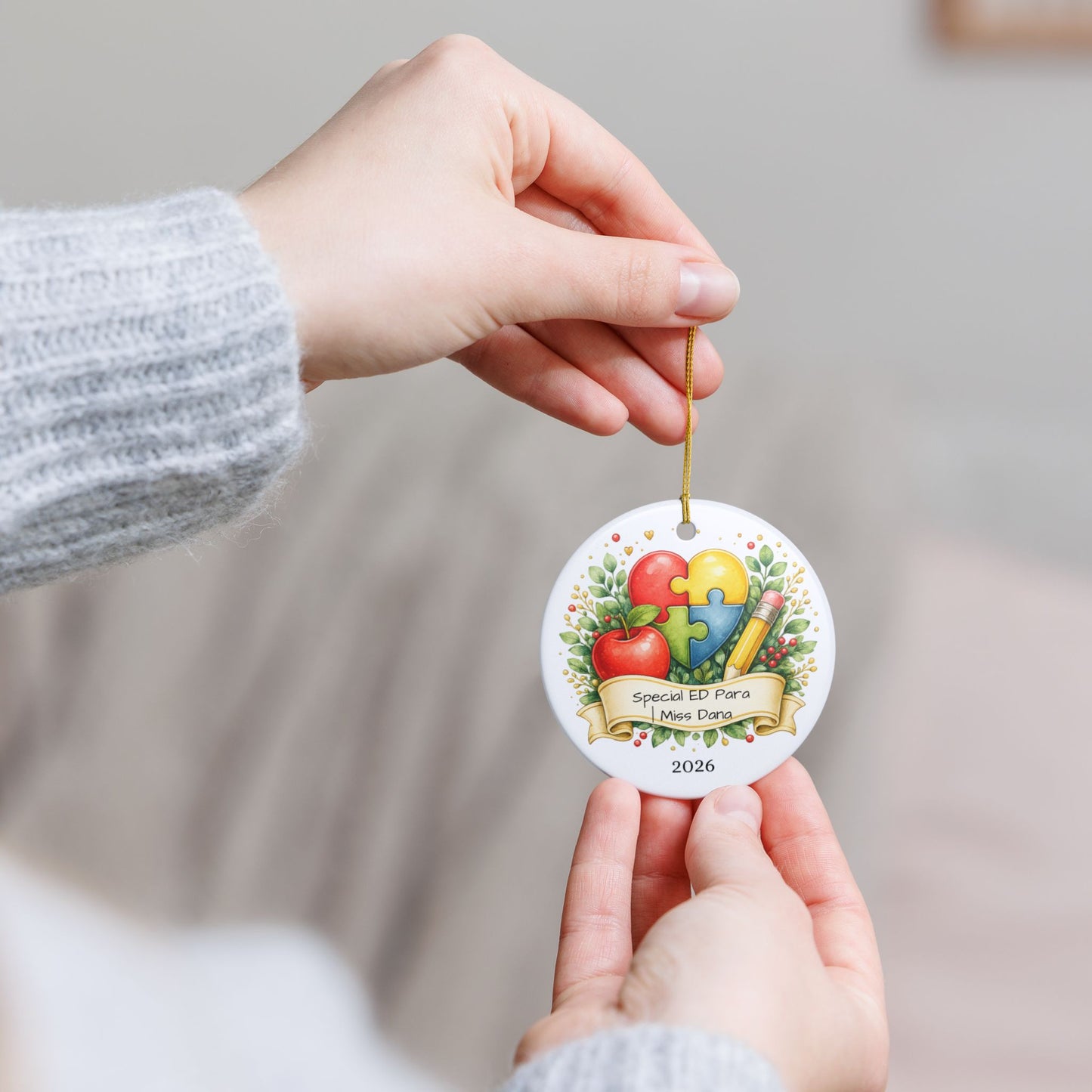Special Education Para Christmas Ornament Personalized, Ceramic Keepsake with Name, Sped Para Appreciation Gift 2026