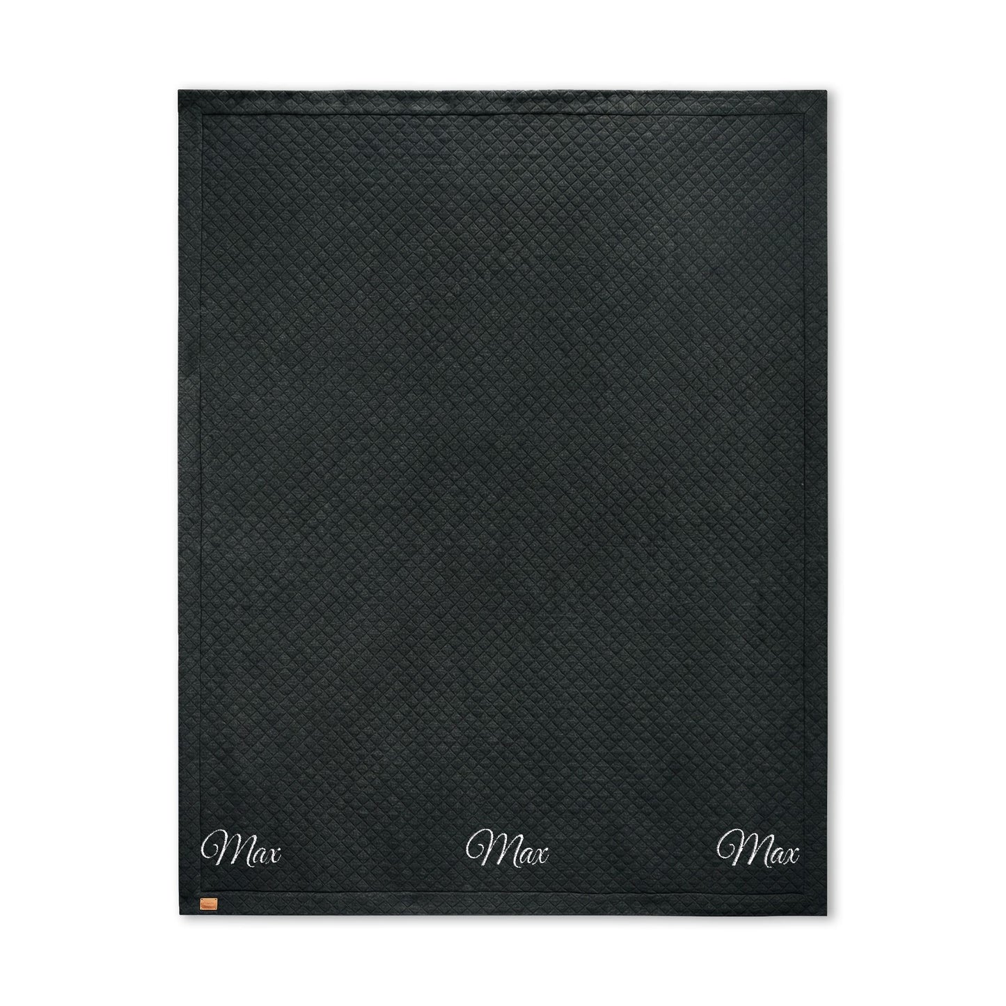 Diamond Quilt Embroidered Blanket | Monogrammed Corner Script